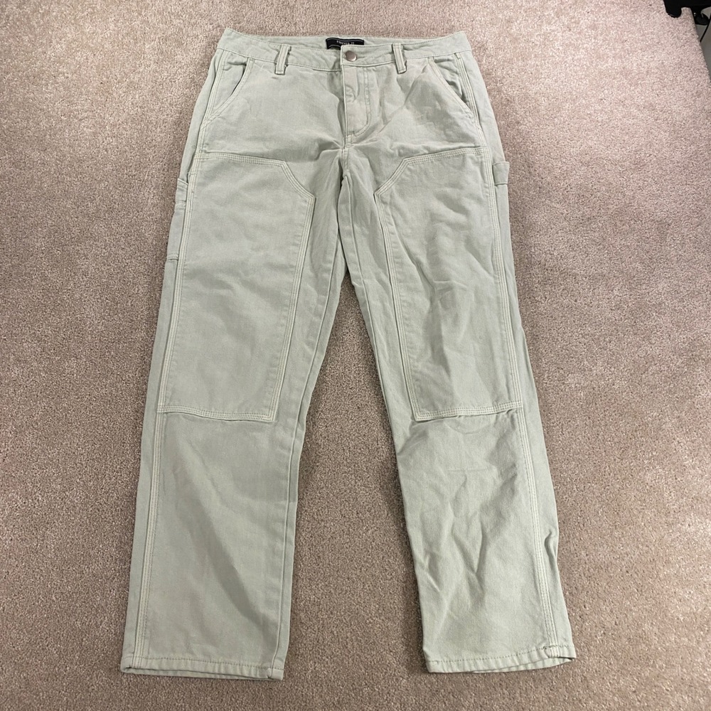 Forever 21 Carpenter Pants Mens 30 Sage Green Double Knee Utility Canvas